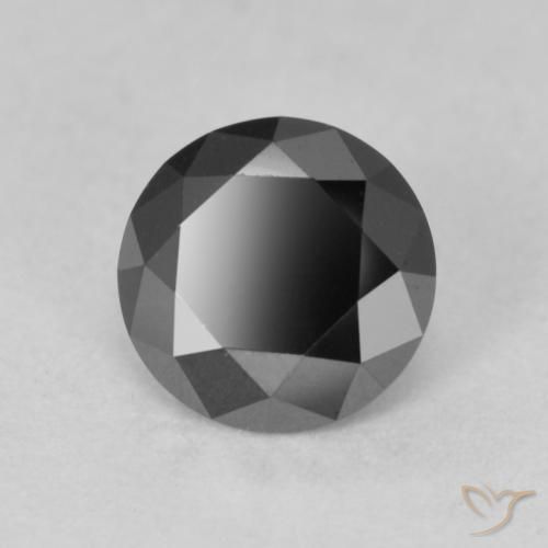 0.91 ct Black Diamond Stone, Natural Diamond in Diamond-Cut Shape for Sale