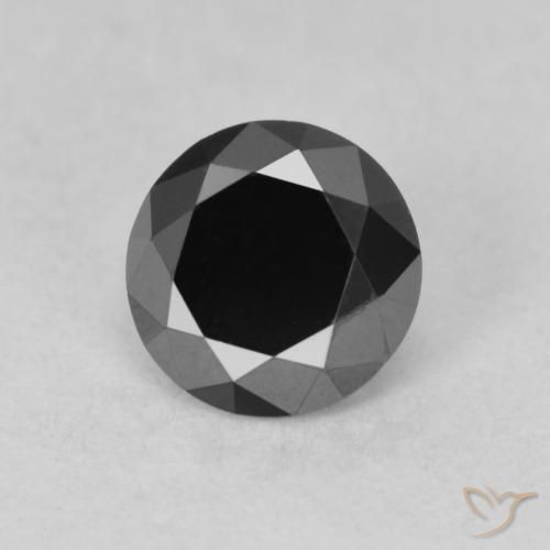 0.78 ct Black Diamond, 5.3 mm Diamond Cut From India, Photo A