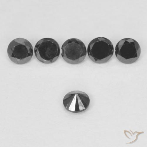 Diamond Gemstones in 2.1 mm (calibrated) Size for Sale, Diamond Stones in Black Color
