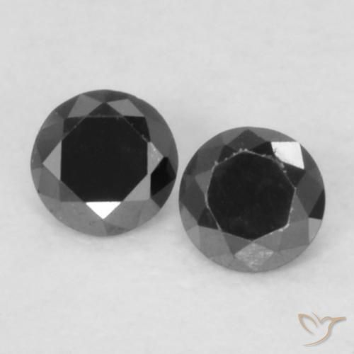 0.09 ctw Black Diamond Gemstones, Diamond Gems in Diamond-Cut Shape for Sale.