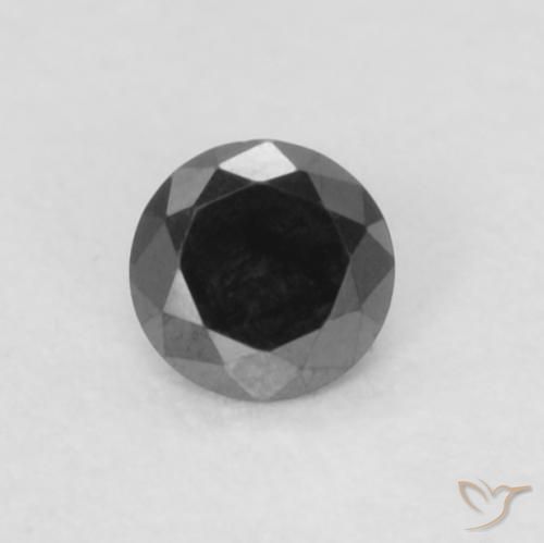 2,3mm runder schwarzer Diamant aus Indien, Gewicht 0,06 ct, 1 Stück Diamant - Farbe: Schwarz, natürlicher Edelstein in Opaque Reinheit, Mohs-Härte von 10 - 10 Geeignet für den täglichen Gebrauch im Schmuck, Photo A