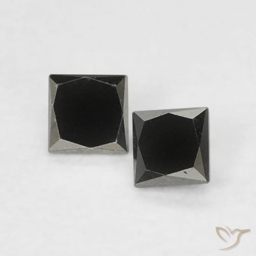 0.14 ct Black Diamond, 2.2 x 2.2 mm Princess Cut From India, Photo A