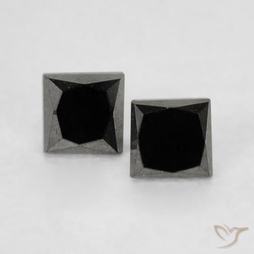 0.18 ct Black Diamond, 2.2 x 2.2 mm Princess Cut From India, Photo A