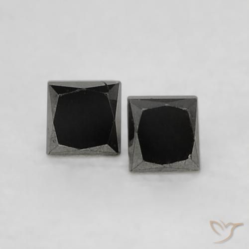 0.13 ctw Black Diamond Stones, Natural Diamond in Princess-Cut Shape for Sale