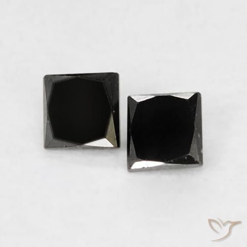 0.1 ct Black Diamond, 2.1 x 2 mm Princess Cut From India, Photo A