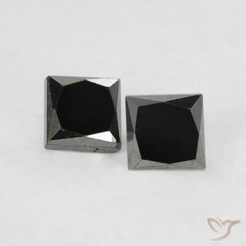 0.14 ct Black Diamond, 2.1 x 2 mm Princess Cut From India, Photo A