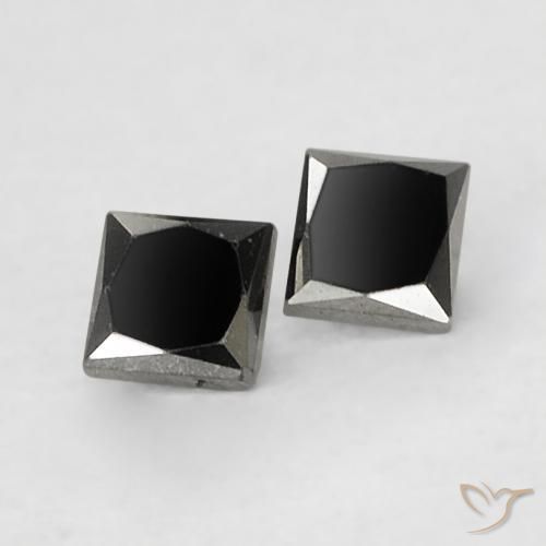 0.14 ctw Black Diamond Stones, Natural Diamond in Princess-Cut Shape for Sale