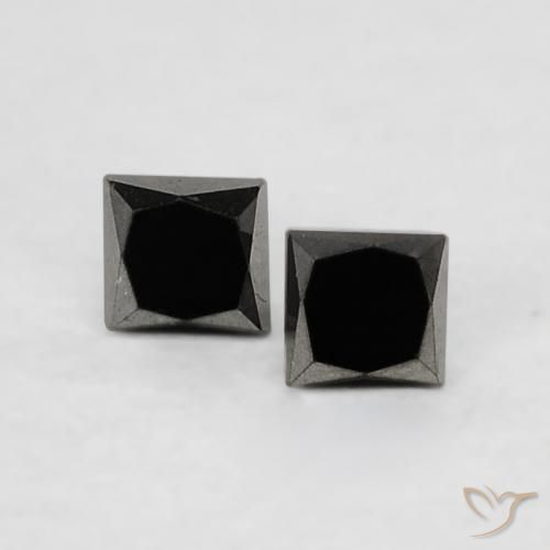 0.14ctw Natural Black Diamond, Square, Opaque