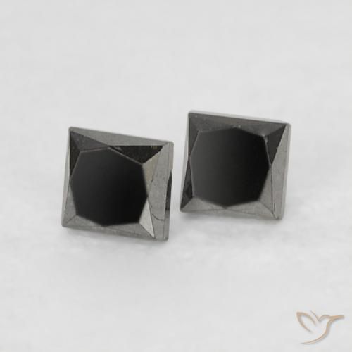 0.14 ctw Black Diamond Stones, Natural Diamond in Princess-Cut Shape for Sale