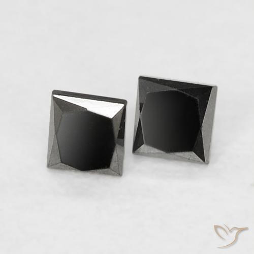 0.15 ctw Black Diamond Stones, Natural Diamond in Princess-Cut Shape for Sale