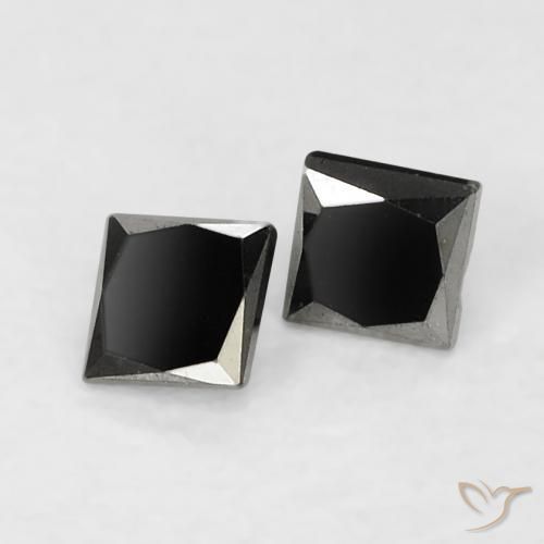 0.14 ctw Black Diamond Stones, Natural Diamond in Princess-Cut Shape for Sale