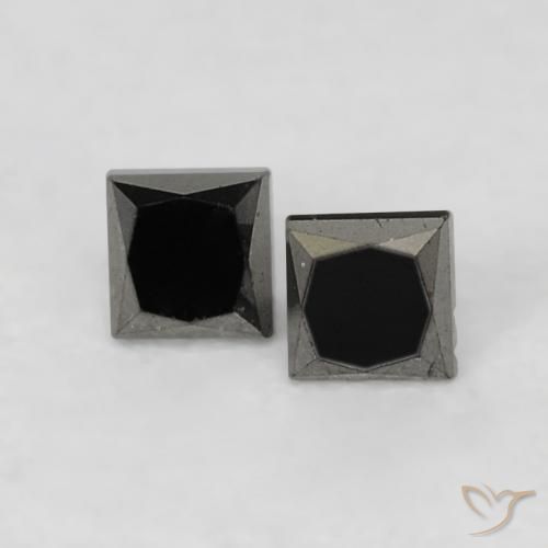 0.15 ct Black Diamond, 2 x 2 mm Princess Cut From India, Photo A