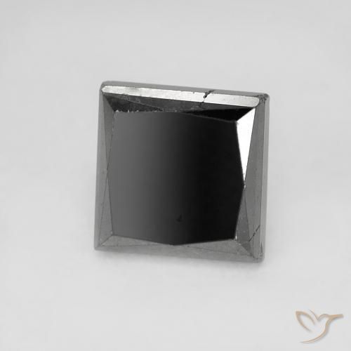 1.07 ct Black Diamond Stone, Natural Diamond in Princess-Cut Shape for Sale