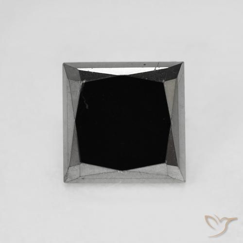 0.98 ct Black Diamond, 5.1 x 5.1 mm Princess Cut From India, Photo A