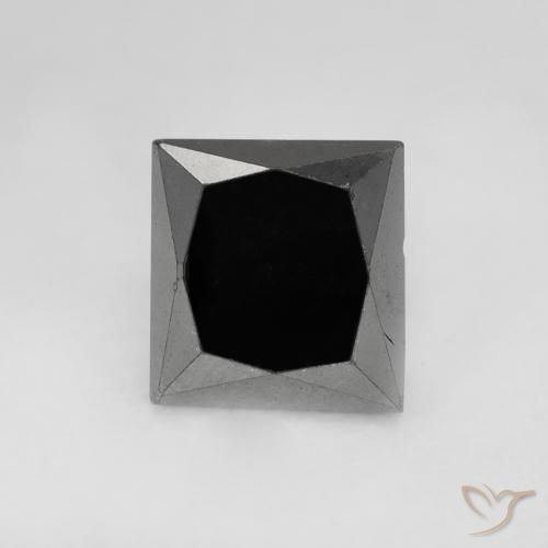 0.99ct Natural Black Diamond, Square, Opaque