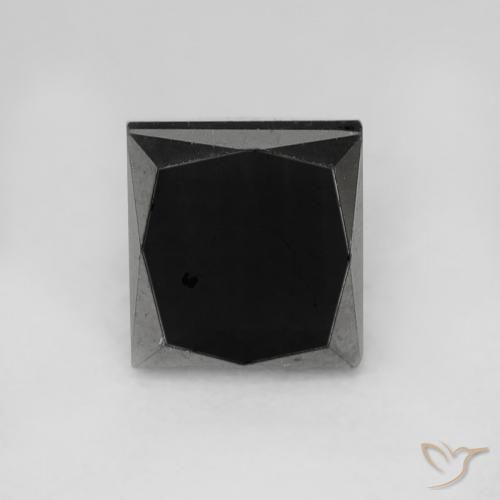 1.09 ct Black Diamond, 4.6 x 4.4 mm Princess Cut From India, Photo A