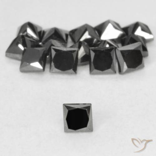 2,1 x 2mm quadratischer schwarzer Diamant - Gewicht durchschn. je 0,08 ct, 2,1 x 2mm Diamant, der nach Stück verkauft wird, Opaque Reinheit, natürlicher Edelstein, Mohs-Härte 10 - 10 Geeignet für den täglichen Gebrauch im Schmuck , Photo A