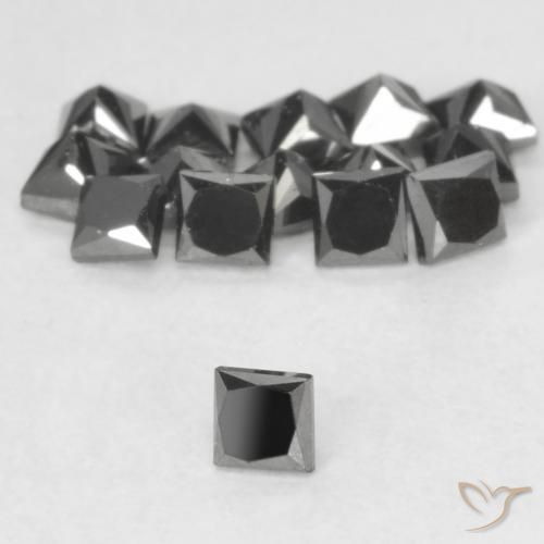 1.14 ctw Black Diamond Stones, Natural Diamond in Princess-Cut Shape for Sale