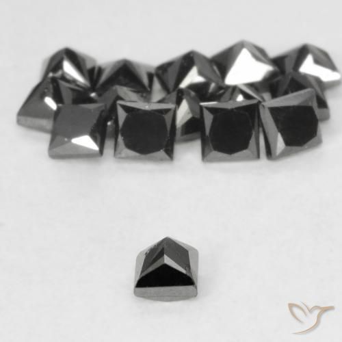 Diamond Gemstones in 2 x 2 mm (calibrated) Size for Sale, Diamond Stones in Black Color