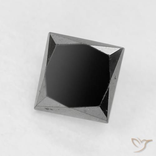 0.29 ct Black Diamond Stone, Natural Diamond in Princess-Cut Shape for Sale