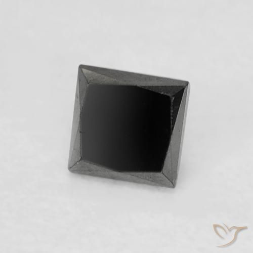 0.18 ct Black Diamond Stone, Natural Diamond in Princess-Cut Shape for Sale