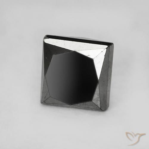 0.32 ct Black Diamond Stone, Natural Diamond in Princess-Cut Shape for Sale