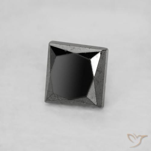 0.07 ct Black Diamond Stone, Natural Diamond in Princess-Cut Shape for Sale