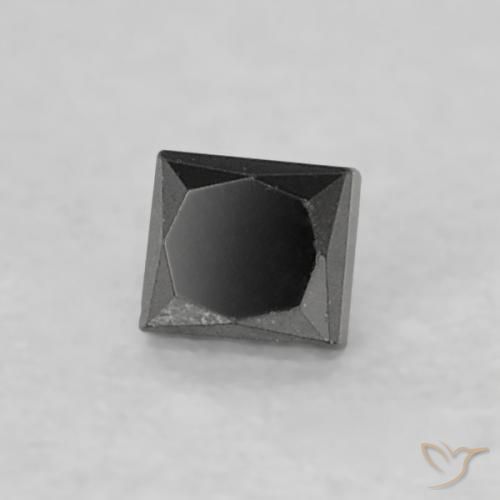 0.07 ct Black Diamond Stone, Natural Diamond in Princess-Cut Shape for Sale