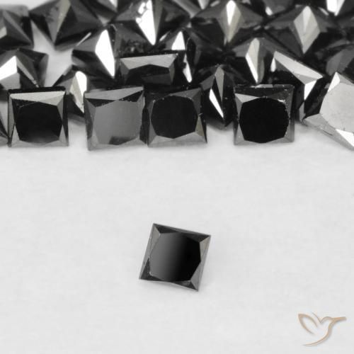 2.95 ctw Black Diamond Stones, Natural Diamond in Princess-Cut Shape for Sale