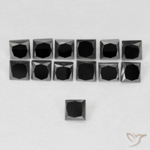 Diamante negro de 0,11 quilates, talla princesa de 2,4 x 2,3 mm de la India, Photo A