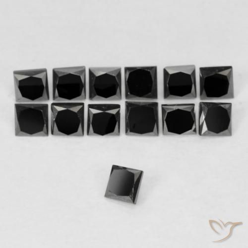 1.23 ctw Black Diamond Stones, Natural Diamond in Princess-Cut Shape for Sale