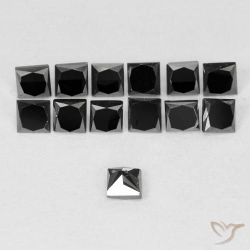 Diamond Gemstones in 2.4 x 2.3 mm Size for Sale, Diamond Stones in Black Color