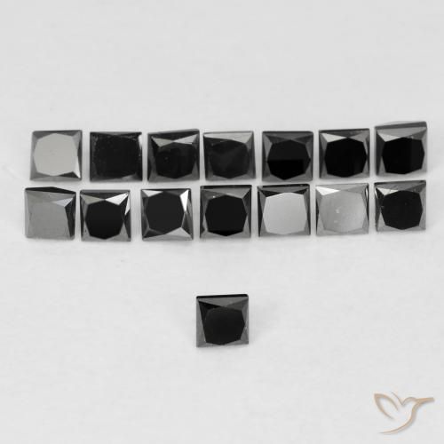 0.09ct Natural Black Diamond, Square, Opaque