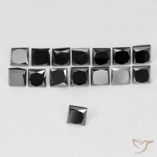 0.78 ctw Black Diamond Stones, Natural Diamond in Princess-Cut Shape for Sale
