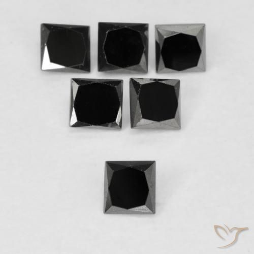 0.13ct Natural Black Diamond, Square, Opaque