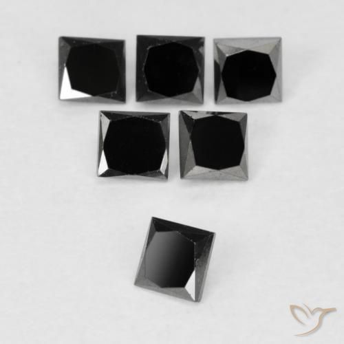 0.64 ctw Black Diamond Stones, Natural Diamond in Princess-Cut Shape for Sale