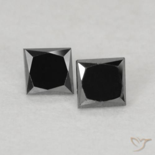 0.1 ct Black Diamond, 1.9 x 1.9 mm Princess Cut From India, Photo A