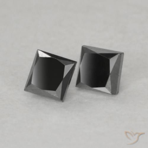 0.12 ctw Black Diamond Stones, Natural Diamond in Princess-Cut Shape for Sale