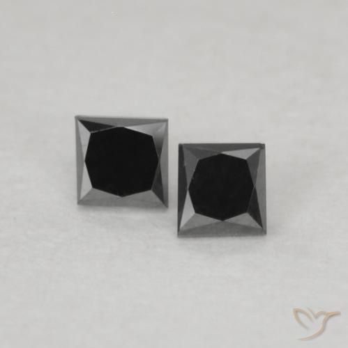 0.13 ct Black Diamond, 1.9 x 1.9 mm Princess Cut From India, Photo A