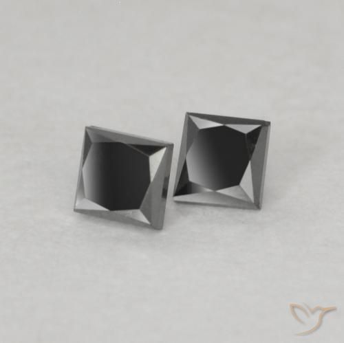 0.13 ctw Black Diamond Stones, Natural Diamond in Princess-Cut Shape for Sale