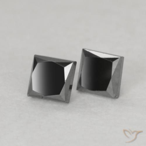 0.18 ctw Black Diamond Stones, Natural Diamond in Princess-Cut Shape for Sale