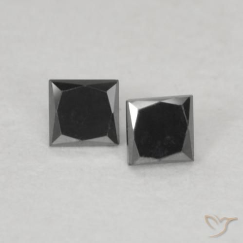 0.12 ct Black Diamond, 2.1 x 2 mm Princess Cut From India, Photo A