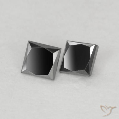 0.12 ctw Black Diamond Stones, Natural Diamond in Princess-Cut Shape for Sale