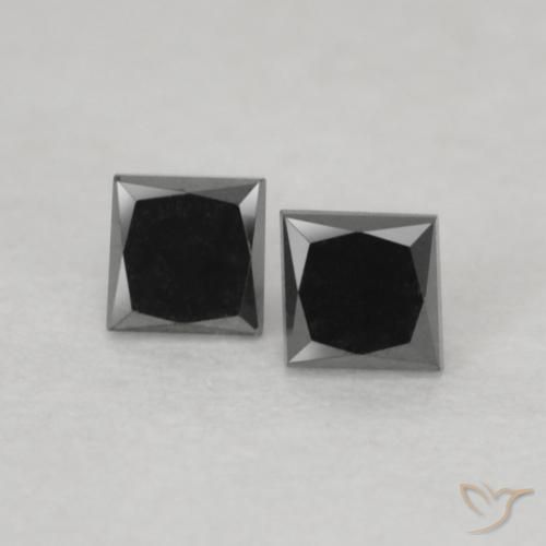 0.19ctw Natural Black Diamond, Square, Opaque
