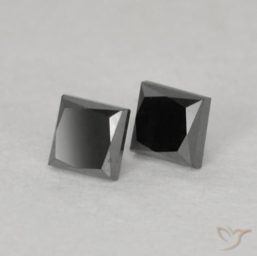 0.19 ctw Black Diamond Stones, Natural Diamond in Princess-Cut Shape for Sale