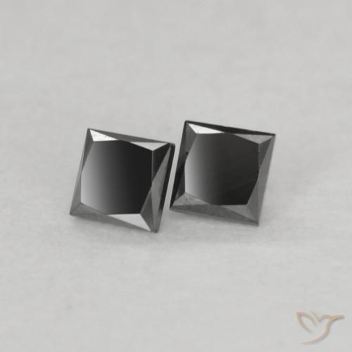 0.13 ctw Black Diamond Stones, Natural Diamond in Princess-Cut Shape for Sale