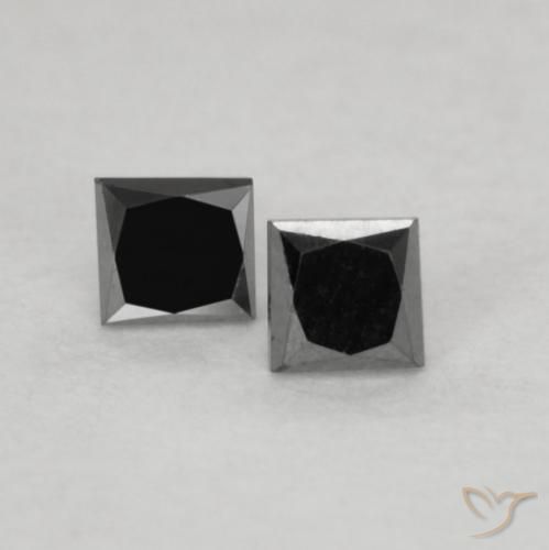 0.16 ctw Black Diamond Stones, Natural Diamond in Princess-Cut Shape for Sale