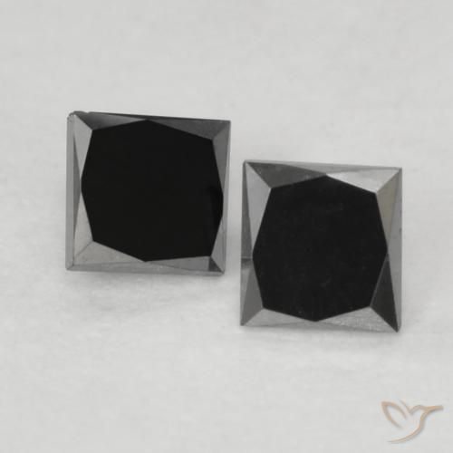 0.23 ct Black Diamond, 2.6 x 2.5 mm Princess Cut From India, Photo A