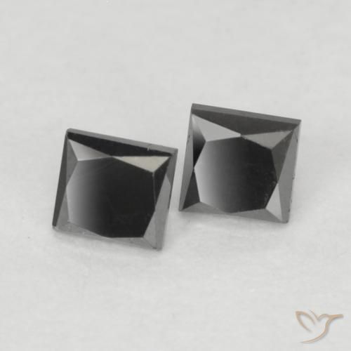 0.22 ct Black Diamond, 2.3 x 2.2 mm Princess Cut From India, Photo A