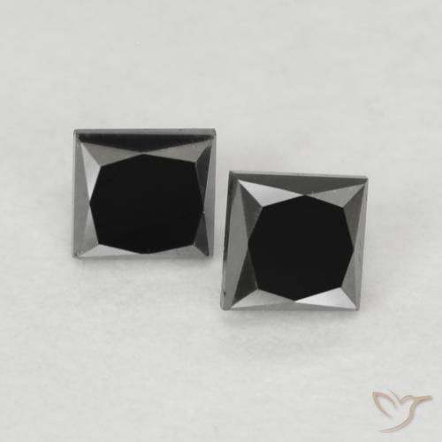 0.22 ctw Black Diamond Stones, Natural Diamond in Princess-Cut Shape for Sale